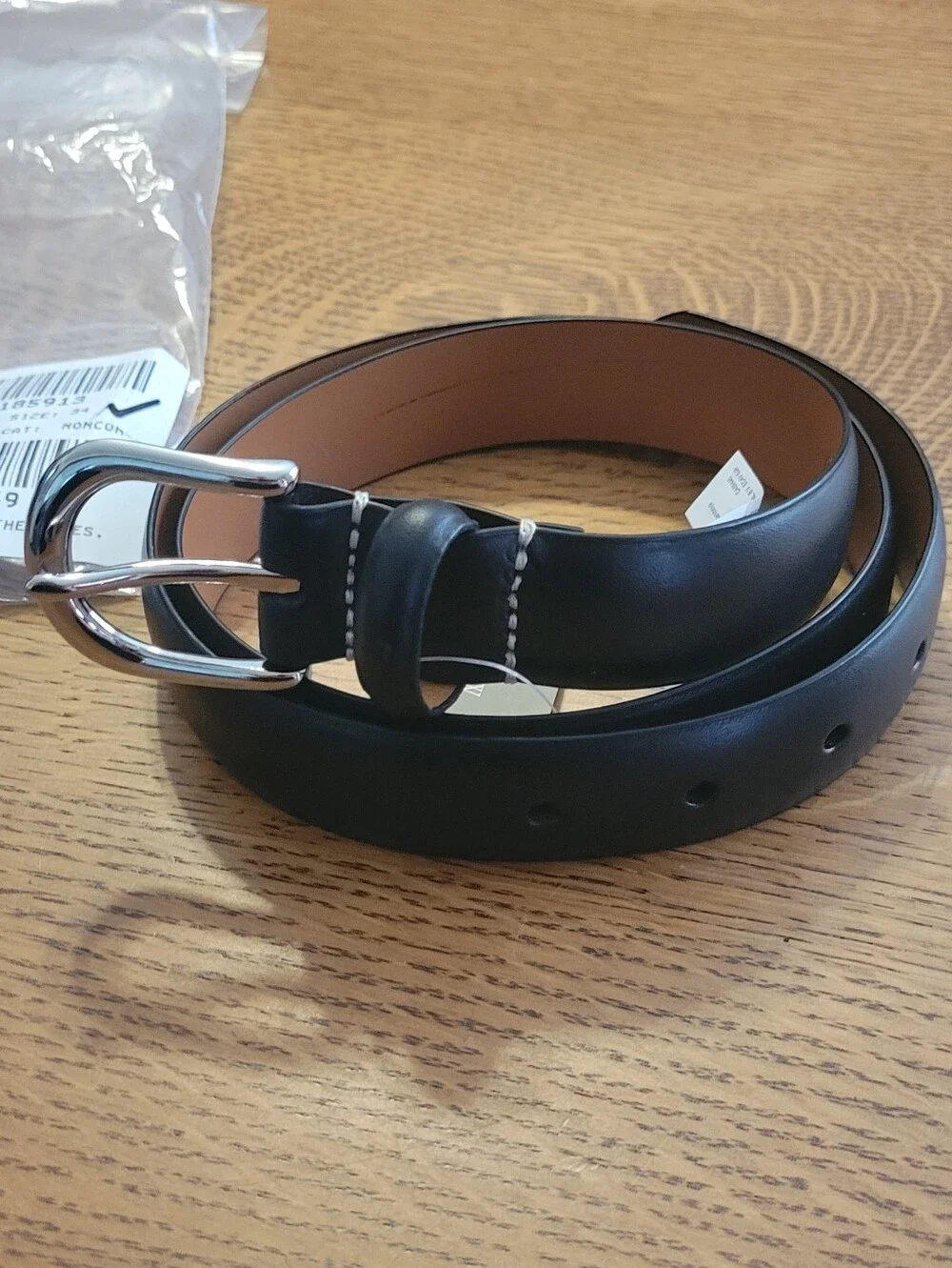 J. Crew Leather Round Buckle Drrss Belt - black